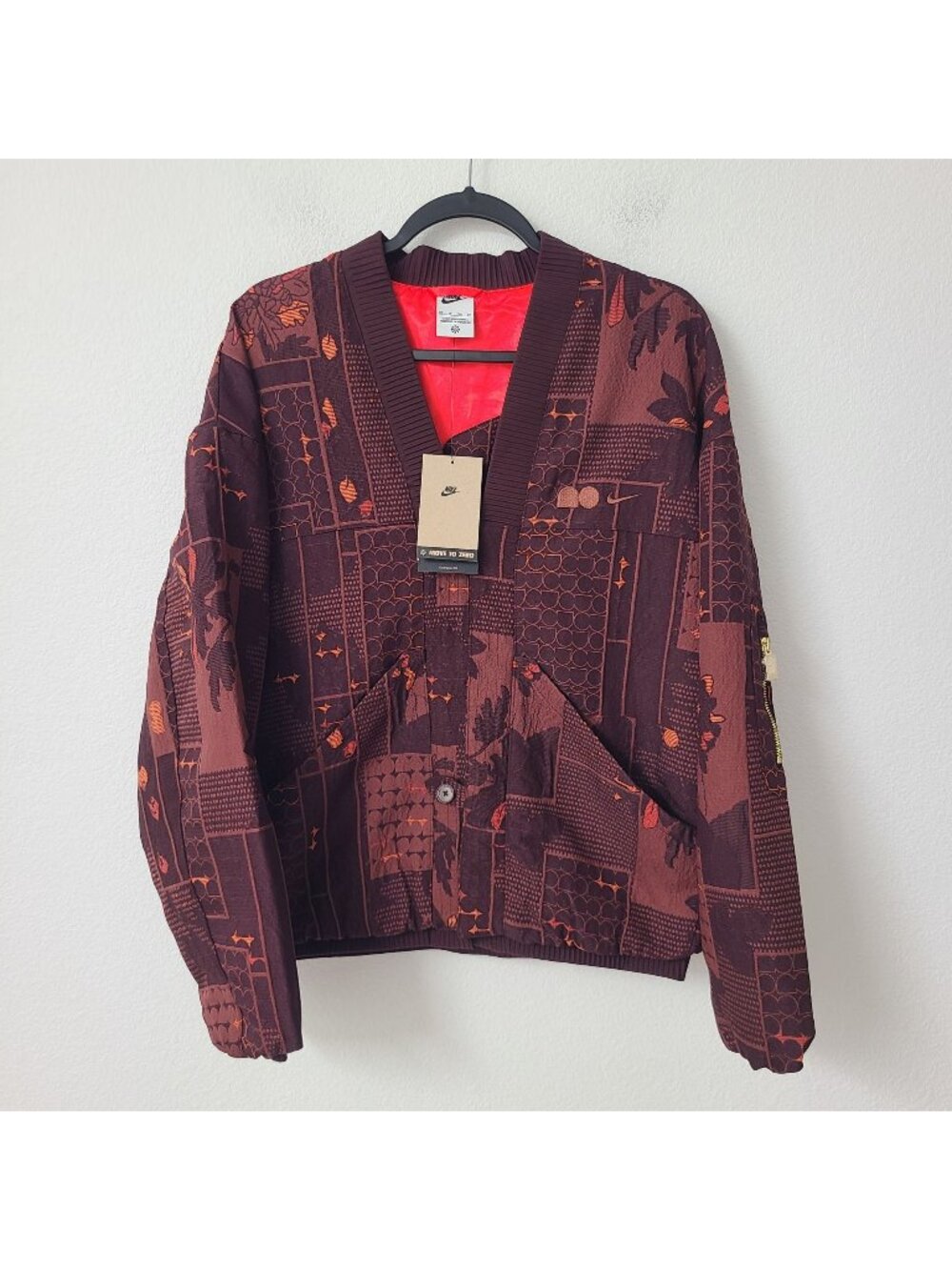 Nike Womens Naomi Osaka Jacquard Jacket FV7795-652 Size XS Burgundy Crush